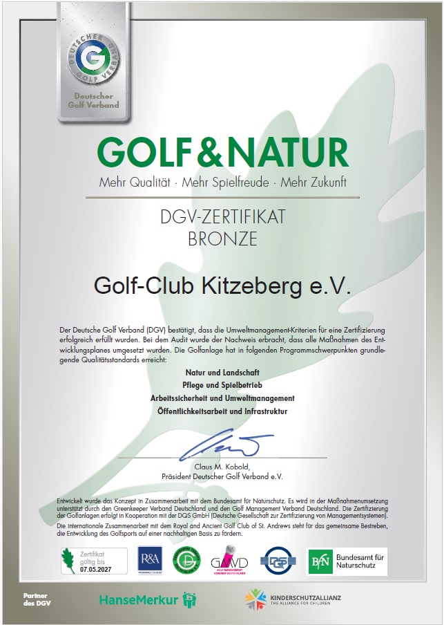 Seit 2019 nimmt der GCK am Qualitätsmanagementprogramm Golf & Natur teil